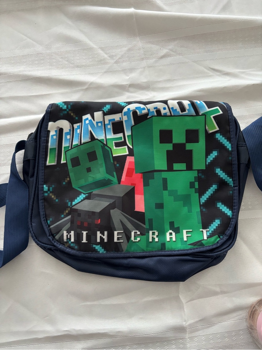 ⭐️ 3 for $15 - Minecraft Kids Navy Blue Crossbody Bag with Creeper Graphic